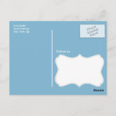 Baby Blue Damask-patroon Briefkaart (Achterkant)