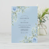 Baby Blue Delicate Lente Bruiloft Kaart (Staand voorkant)