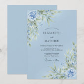 Baby Blue Delicate Lente Bruiloft Kaart (Voorkant / Achterkant)