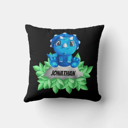 Baby Blue Dinosaur Black Sierkussen (Achterkant)