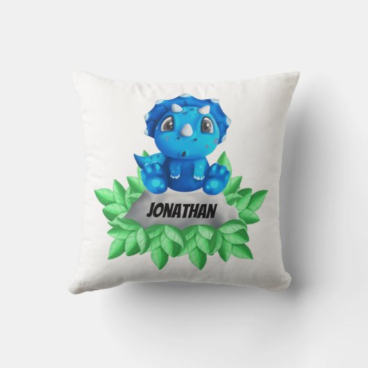 Baby Blue Dinosaur White Sierkussen (Achterkant)