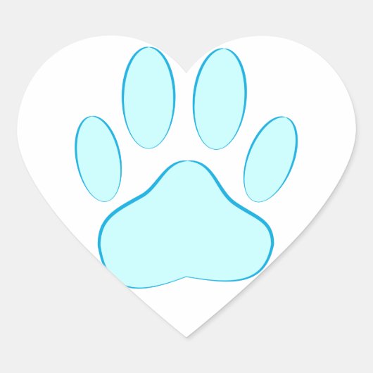 Baby Blue Dog Pawprint Hart Sticker (Voorkant)