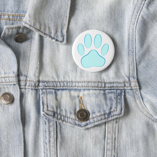 Baby Blue Dog Pawprint Ronde Button 5,7 Cm (In situ)