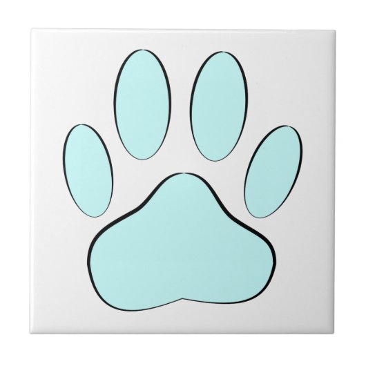 Baby Blue Dog Pawprint Tegeltje (Voorkant)