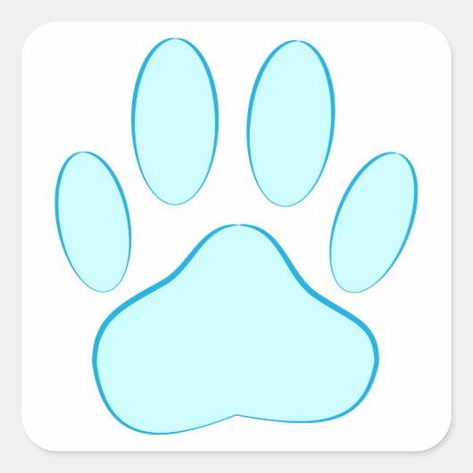 Baby Blue Dog Pawprint Vierkante Sticker (Voorkant)
