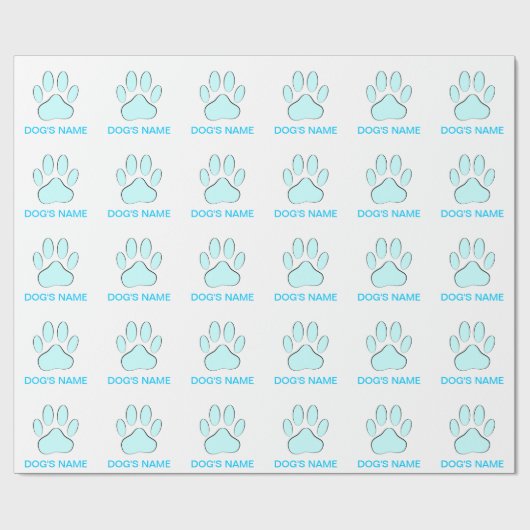 Baby Blue Dog's Pawprint Cadeaupapier (Vlak)