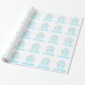 Baby Blue Dog's Pawprint Cadeaupapier (Uitgerold)