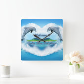 Baby Blue Dolphin Clock Vierkante Klok (Huis)