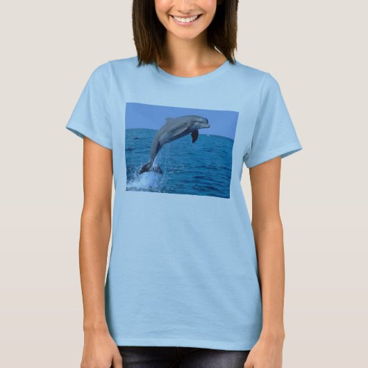Baby Blue dolphin vrouwen middelgrote T T-shirt (Voorkant)
