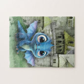 Baby Blue Dragon en Fantasy Medieval Castle Legpuzzel (Horizontaal)