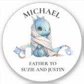 Baby Blue Dragon Shower aangepaste naam label (Voorkant)