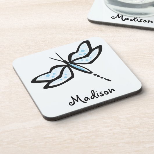 Baby Blue Dragonfly Bier Onderzetter (Linkerzijde)