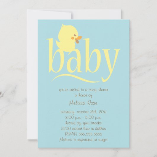 Baby Blue Ducking Baby Shower Invitations Kaart (Voorkant)