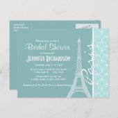 Baby Blue Eiffeltoren; Parijs Uitnodiging Briefkaart (Voorkant / Achterkant)