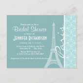 Baby Blue Eiffeltoren; Parijs Uitnodiging Briefkaart (Voorkant)