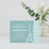 Baby Blue Eiffeltoren; Parijs Uitnodiging Briefkaart (Staand voorkant)