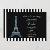 Baby Blue Eiffeltoren Paris Boy Shower Uitnodiging (Voorkant / Achterkant)