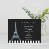 Baby Blue Eiffeltoren Paris Boy Shower Uitnodiging (Staand voorkant)