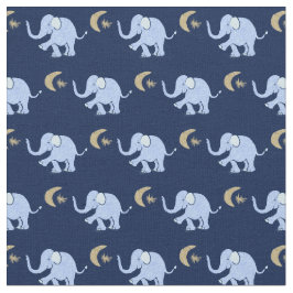 Baby Blue Elephans met Moon en Star op Blue Stof