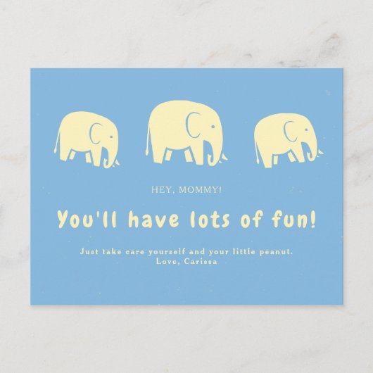 Baby Blue Elephant Baby shower Briefkaart (Voorkant)