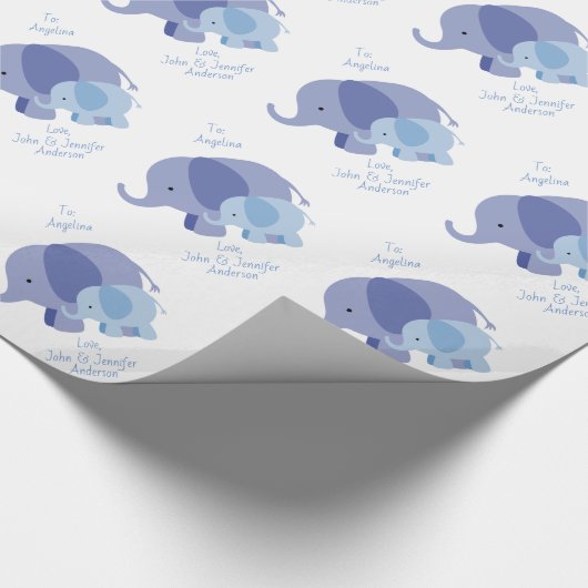 Baby Blue Elephant Cadeaupapier (Hoek)