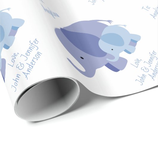 Baby Blue Elephant Cadeaupapier (Rol Hoek)