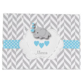 Baby Blue 🐘 Elephant Design 👶 Baby Boy Shower Groot Cadeauzakje (Achterkant)