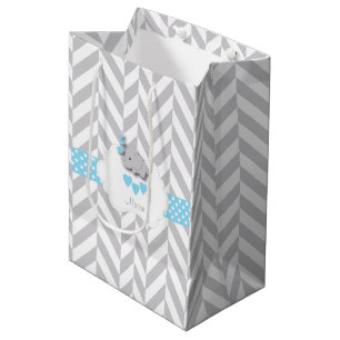 Baby Blue Elephant Design - Baby Boy Shower Medium Cadeauzakje