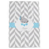 Baby Blue Elephant Design - Baby Jongensdouche Medium Cadeauzakje (Voorkant)