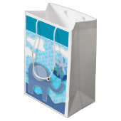 Baby Blue Elephant en Flower Medium Cadeauzakje (Achterkant Gekanteld)