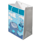 Baby Blue Elephant en Flower Medium Cadeauzakje (Voorkant Gekanteld)