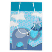 Baby Blue Elephant en Flower Medium Cadeauzakje (Achterkant)