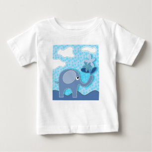Baby Blue Elephant en Flowers