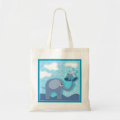 Baby Blue Elephant en Flowers Tote Bag (Voorkant)