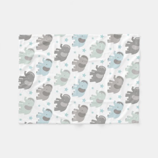 Baby Blue Elephant Fleece Deken (Voorkant (Horizontaal))