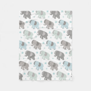 Baby Blue Elephant Fleece Deken