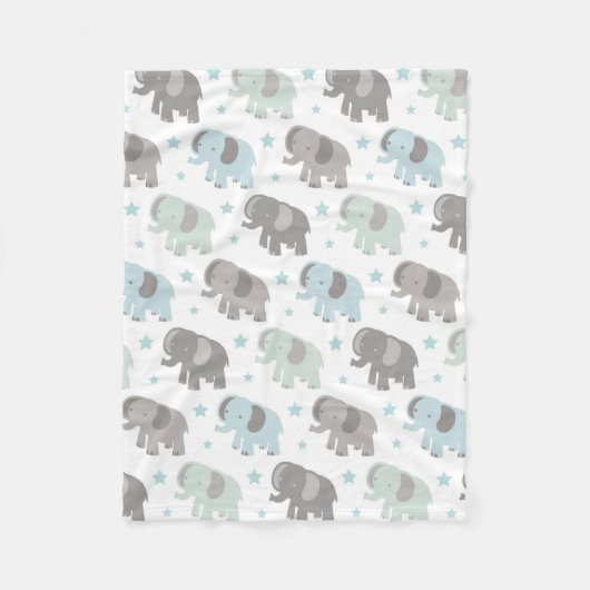 Baby Blue Elephant Fleece Deken (Voorkant)