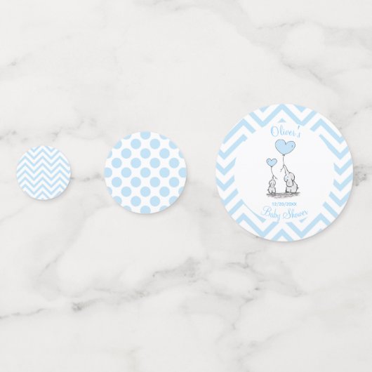 Baby Blue Elephant gepersonaliseerd Baby shower Confetti (Achterkanten)