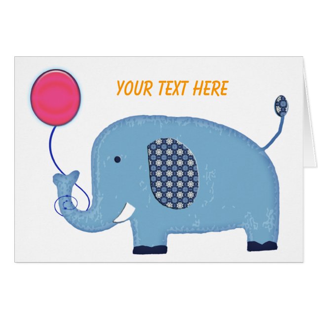 Baby Blue Elephant met ballon leeg (Voorkant Horizontaal)
