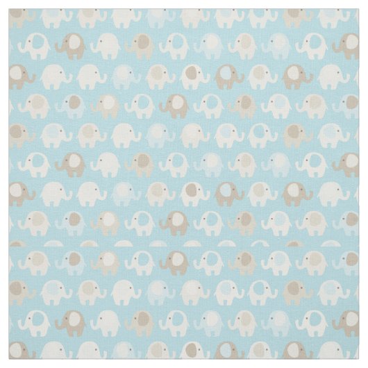 Baby Blue Elephant Pattern Stof (Swatch)