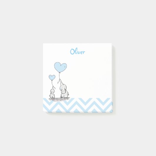 Baby Blue Elephant Personalized Baby Boy Post-it® Notes (Voorkant)