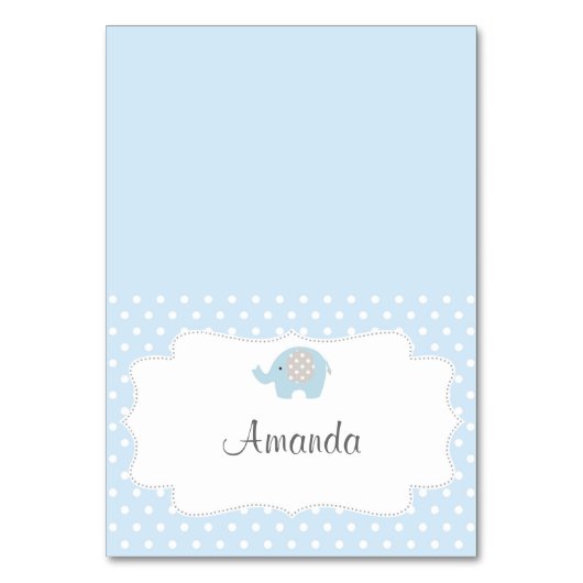 Baby Blue Elephant Place Card Kaart (Voorkant)