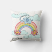 Baby Blue Elephant Rainbow Clouds Sierkussen (Achterkant)