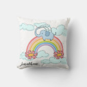 Baby Blue Elephant Rainbow Clouds Sierkussen (Voorkant)