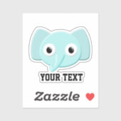 Baby Blue Elephant Tekening Aangepaste tekst Sticker (Vel)
