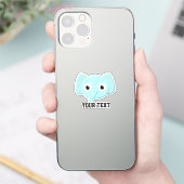 Baby Blue Elephant Tekening Aangepaste tekst Sticker (Telefoon)