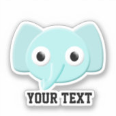 Baby Blue Elephant Tekening Aangepaste tekst Sticker (Voorkant)
