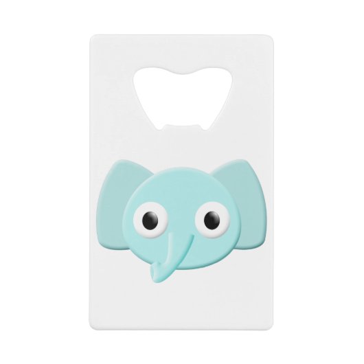 Baby Blue Elephant Tekening Creditkaart Flessenopener (Voorkant)