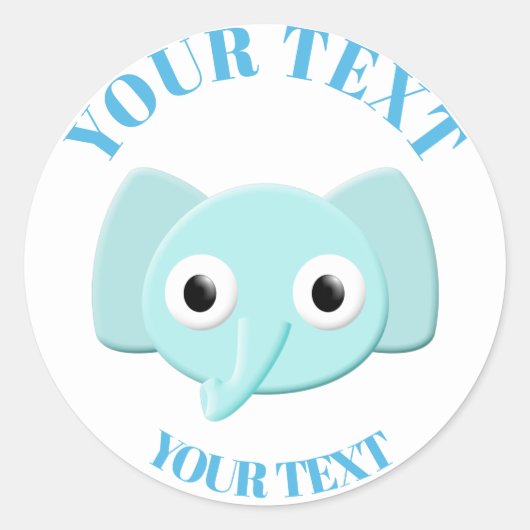 Baby Blue Elephant Tekening Ronde Sticker (Voorkant)