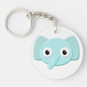 Baby Blue Elephant Tekening Sleutelhanger